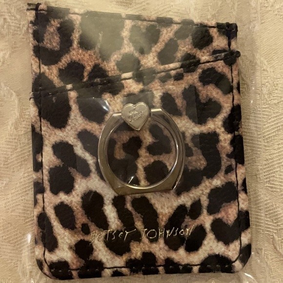 Betsey Johnson Stick On Phone Ring Wallet Leopard - Picture 4 of 6